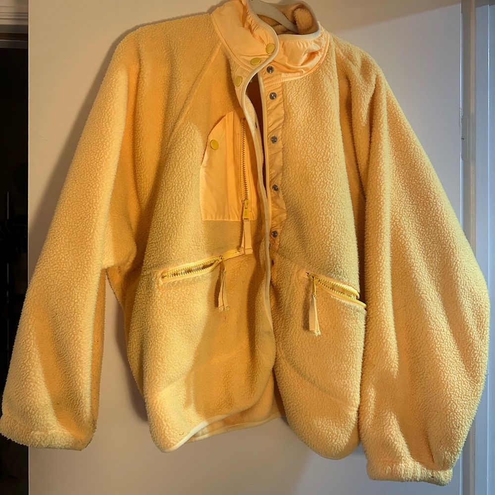 Free people Hit the Slopes Yellow Fleece Jacket